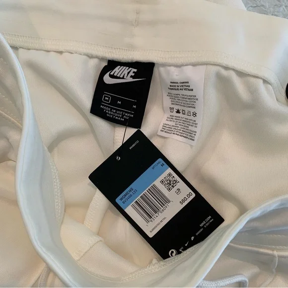 NWT Women’s NIKE Logo Cream Standard Fit Athletic Pants Swoosh Medium M Joggers - Picture 7 of 8
